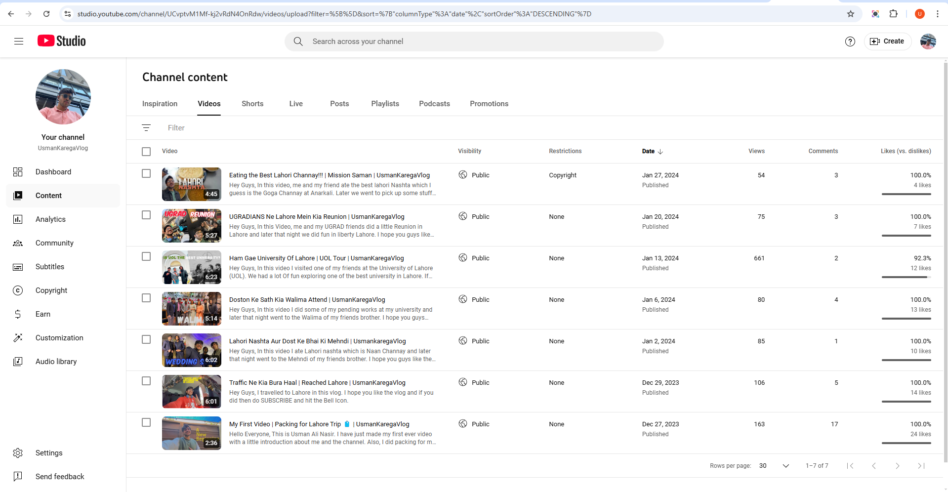 Verificarea analizei generale a canalelor în YouTube Studio