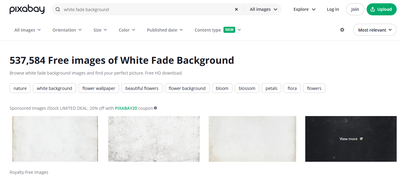 Pixabay interface