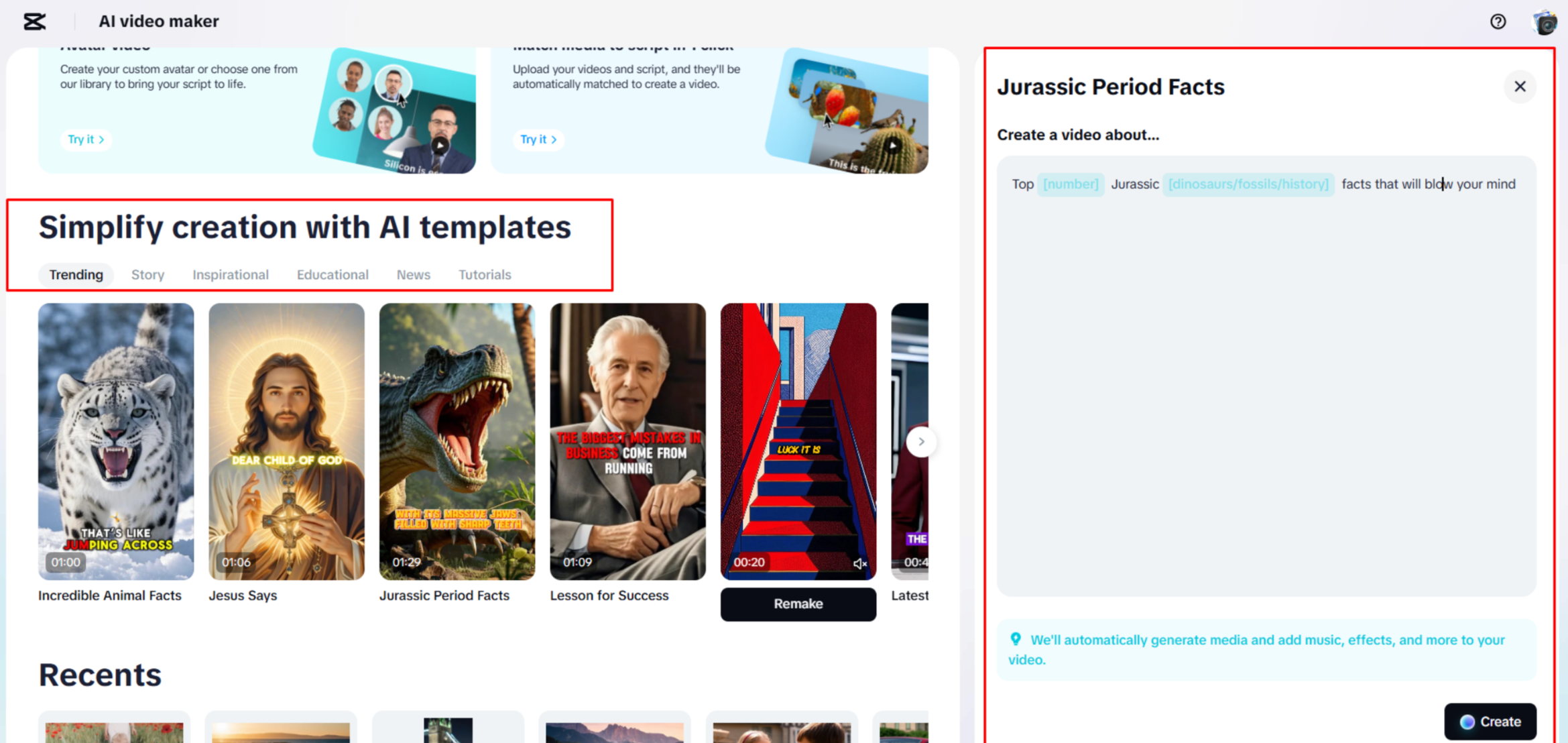 Abriendo el creador de videos con IA de CapCut Web