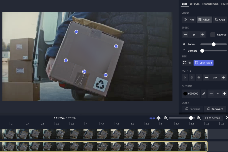 Interface of Kapwing - another efficient online video editor to blur face