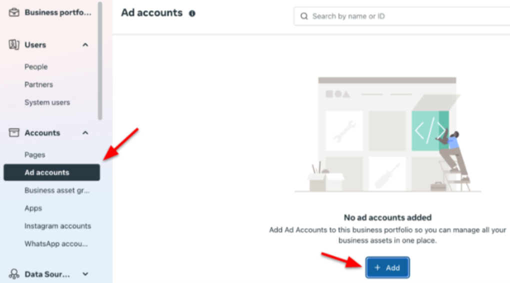 Lägga till ett nytt annonskonto i Facebook Ad Manager