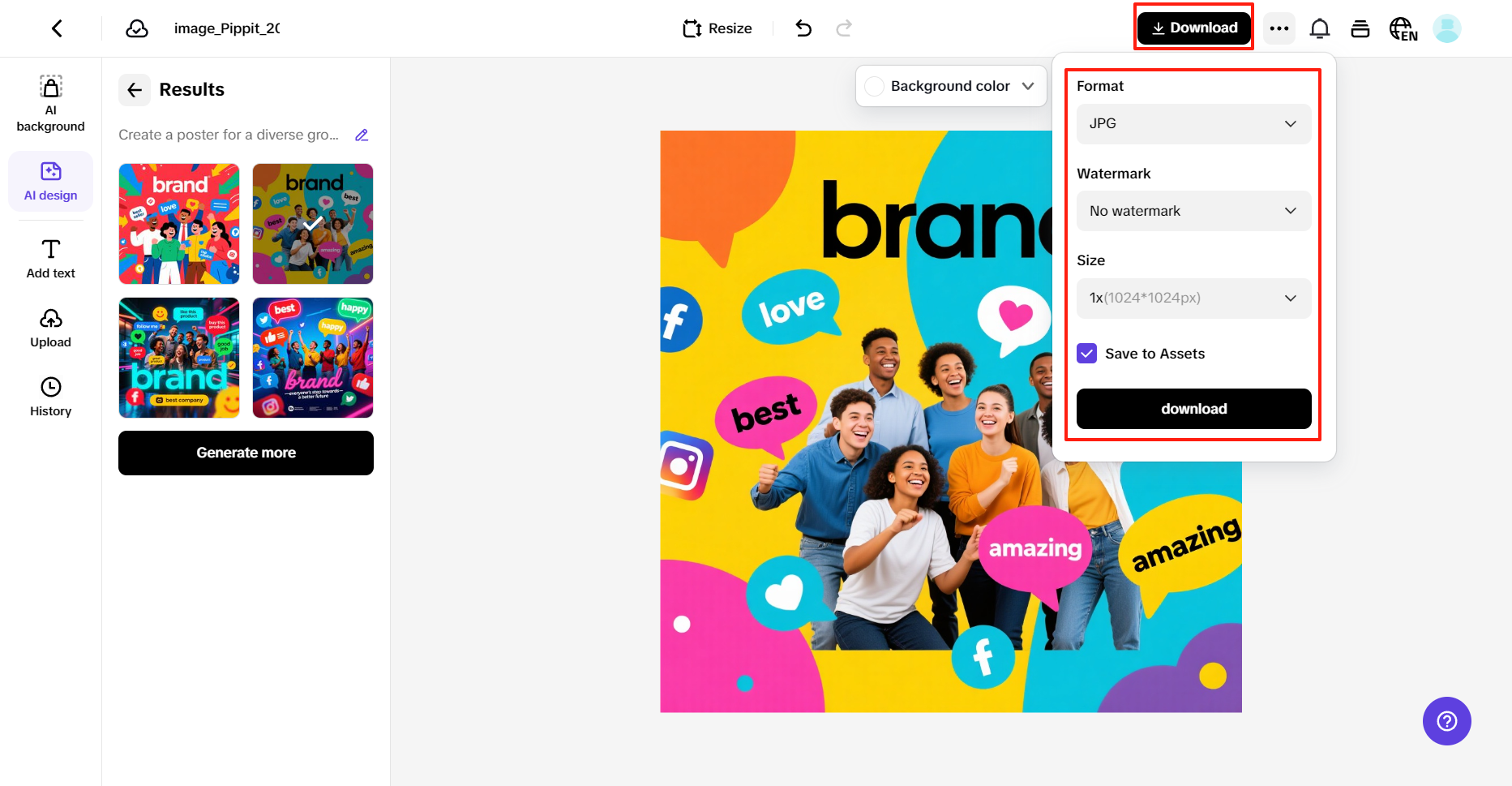 Export your finalized poster
