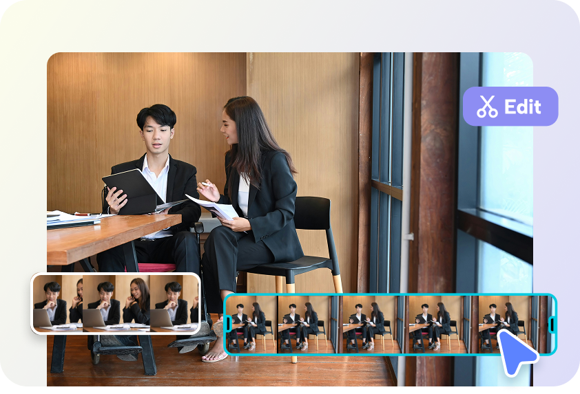 Edit business videos in video timeline editor