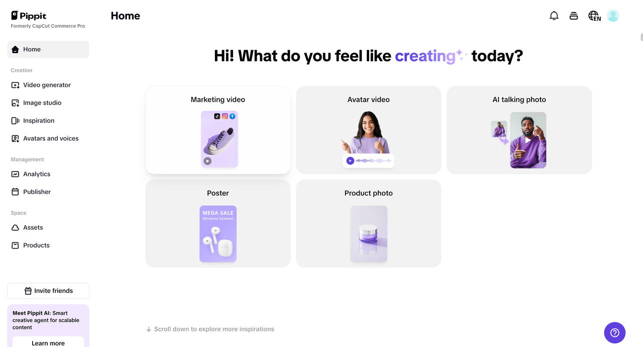 Pippit homepage
