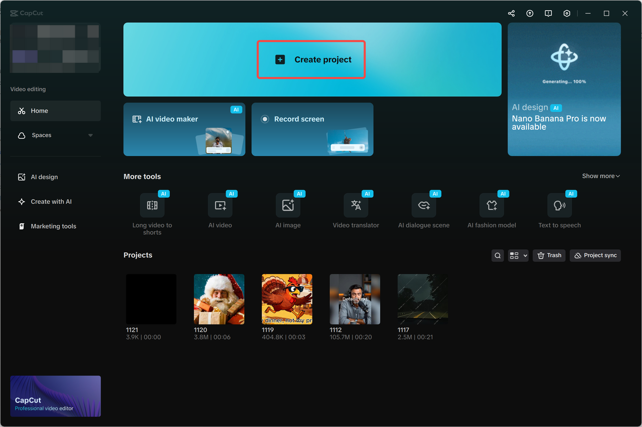 Upload and merge two videos using CapCut desktop.