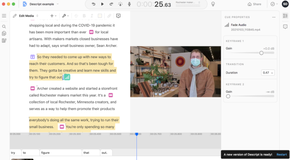 Descript interface