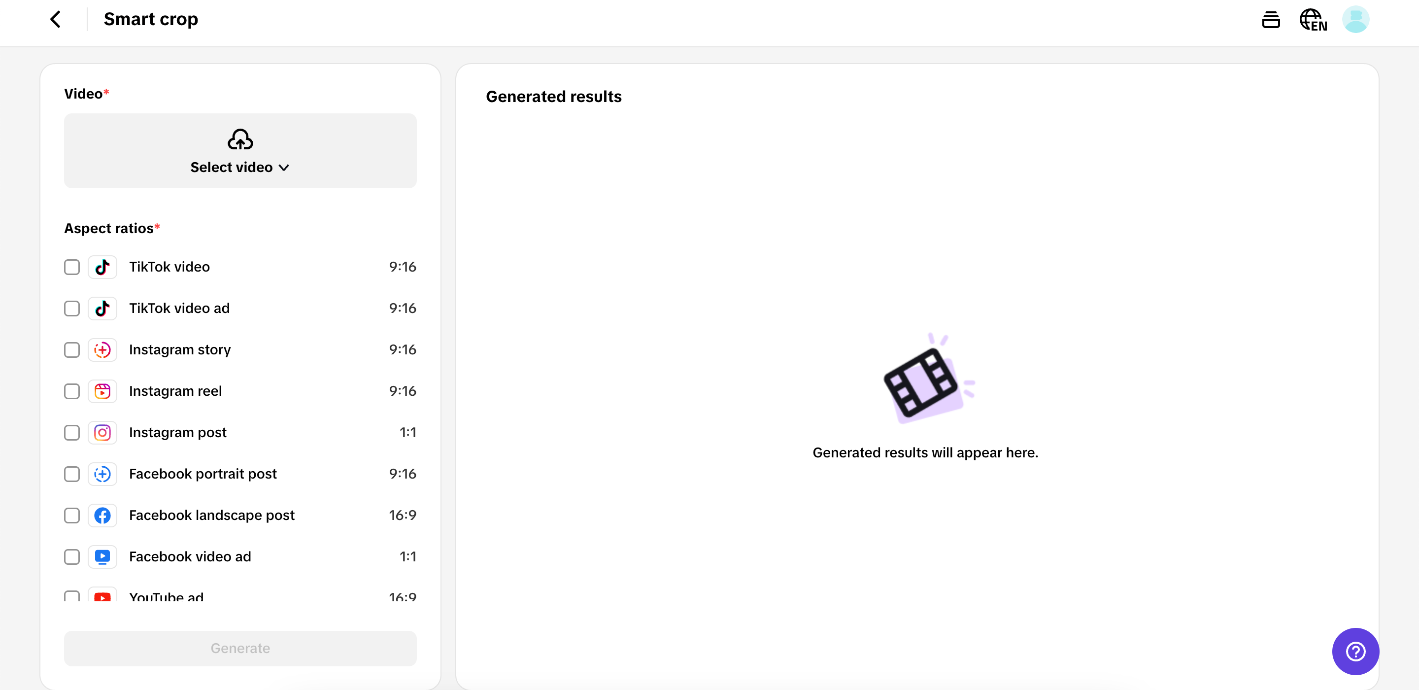 Auto resize and crop your video