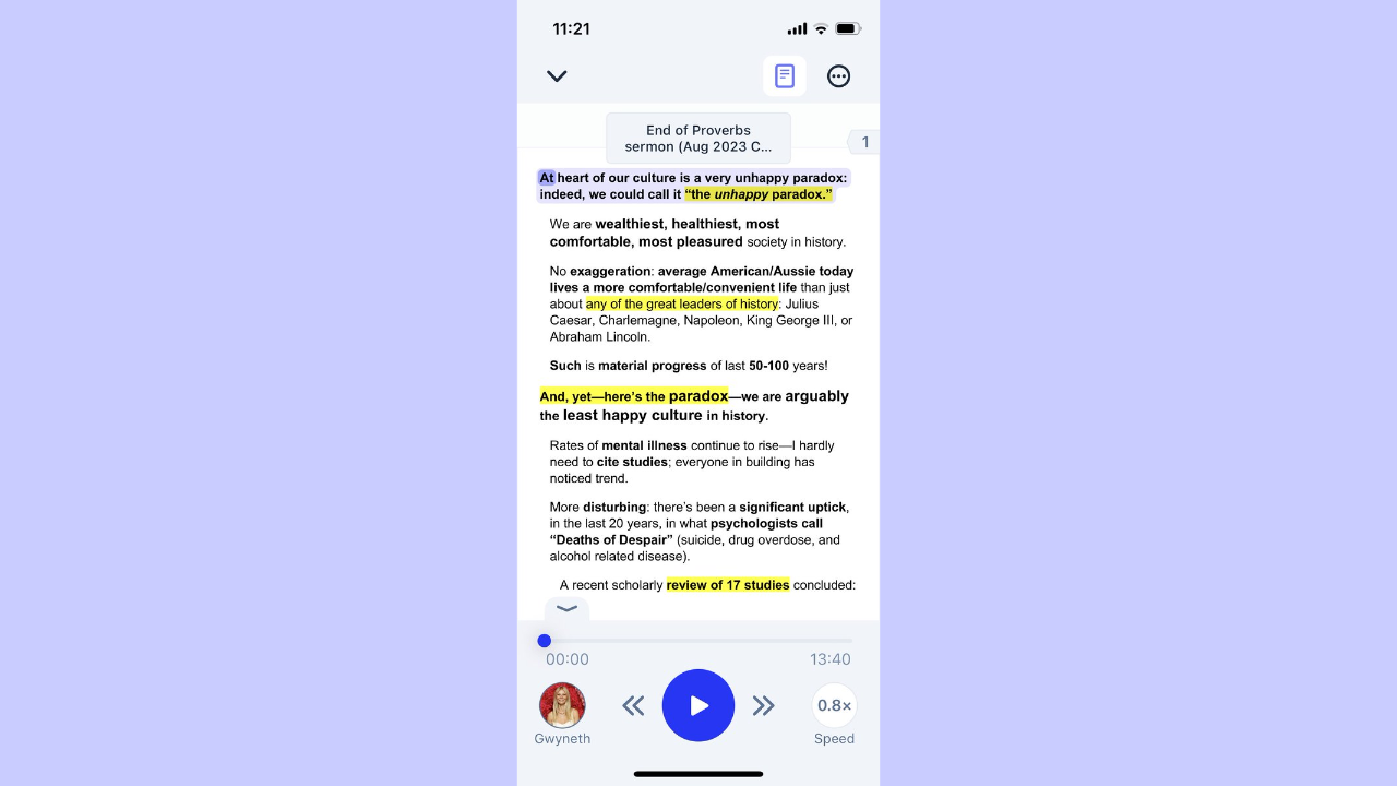 Speechify uygulama önizlemesi