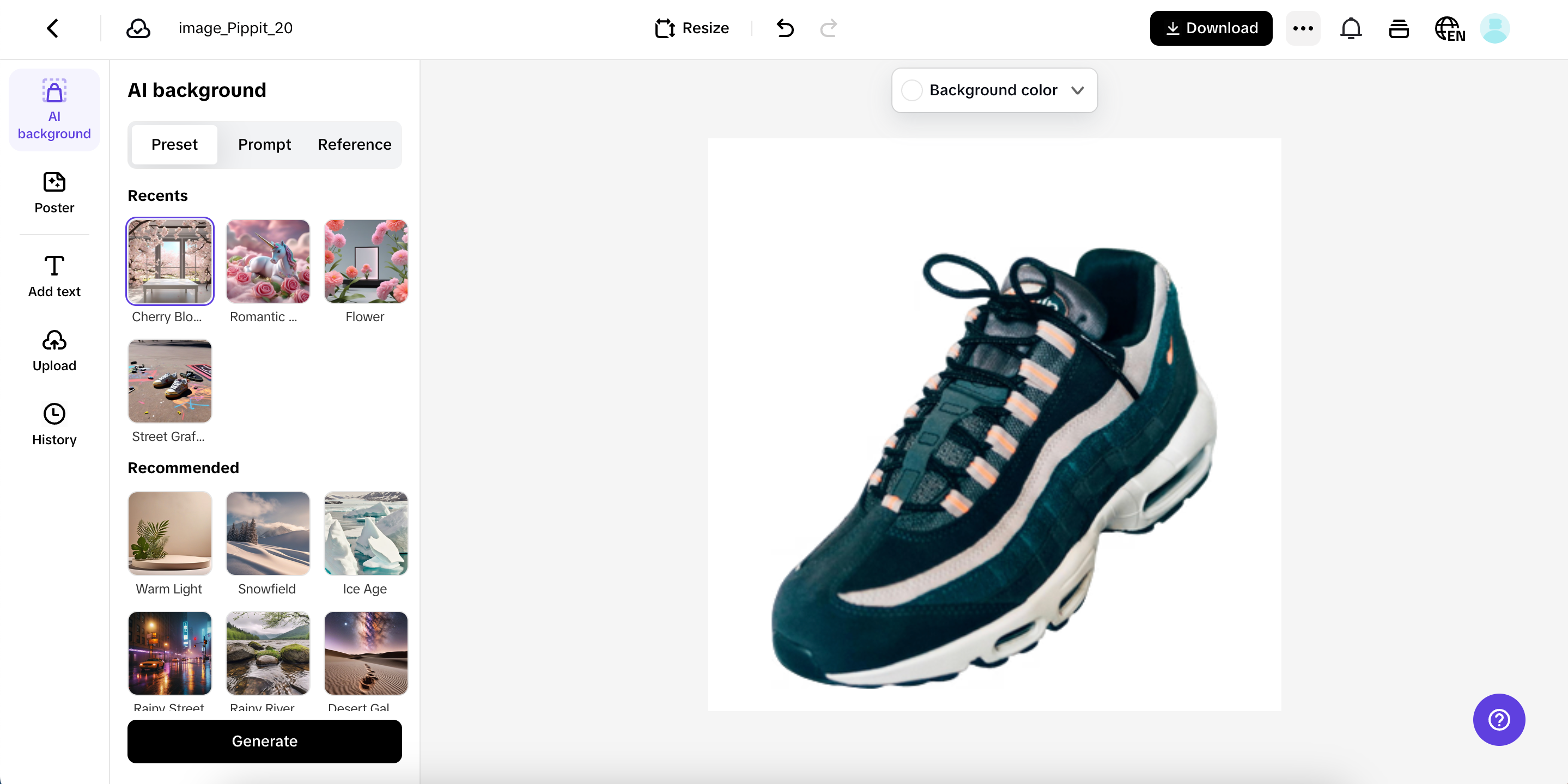 Generate product image background