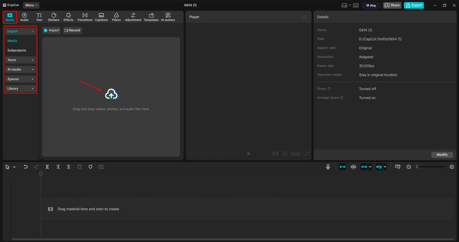 Importar un GIF al CapCut editor de vídeo de escritorio