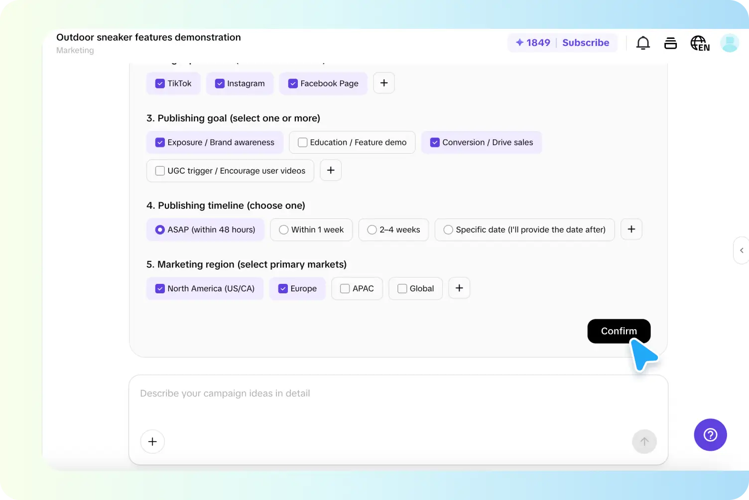 Personalize the video settings
