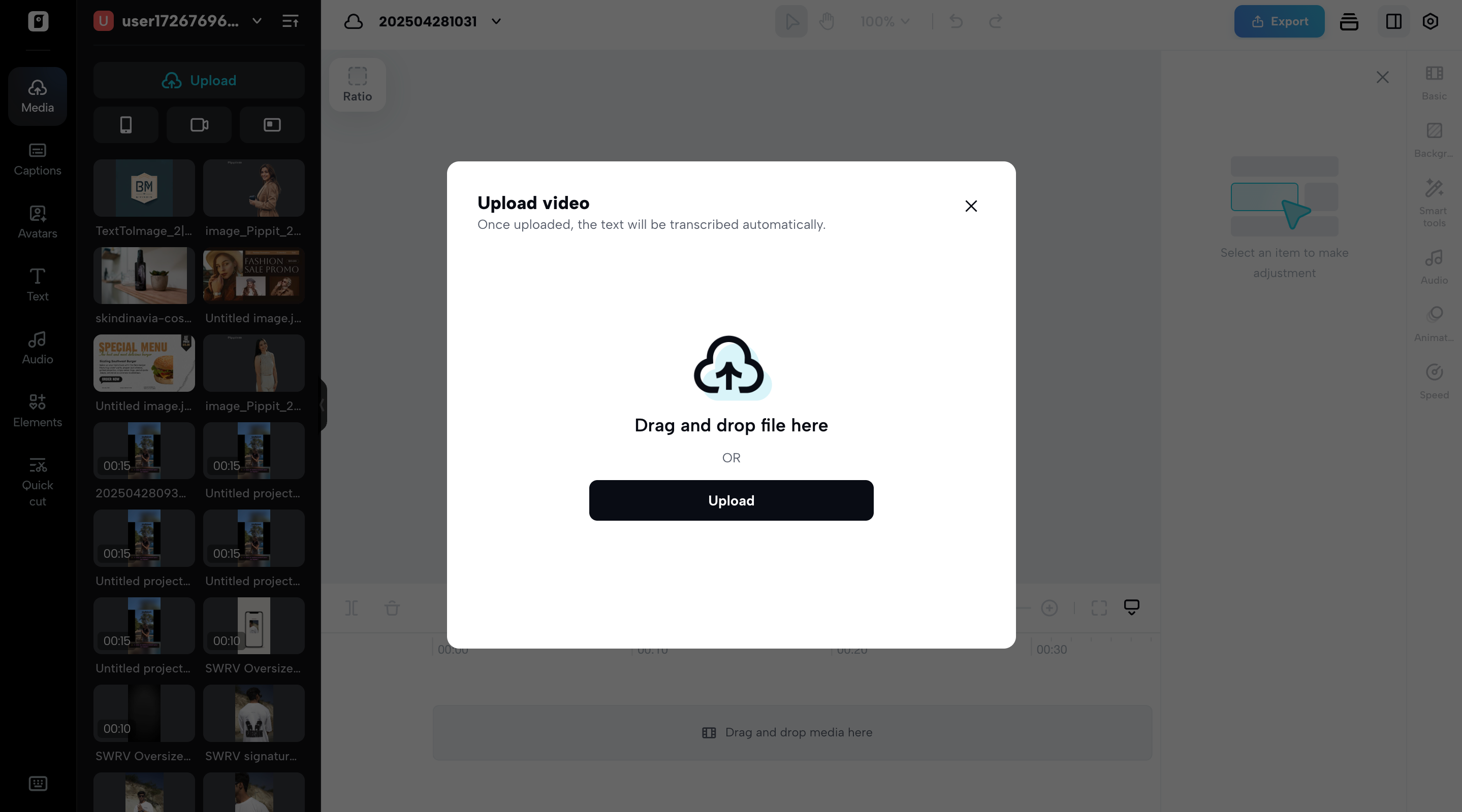Transcribe videos with one click