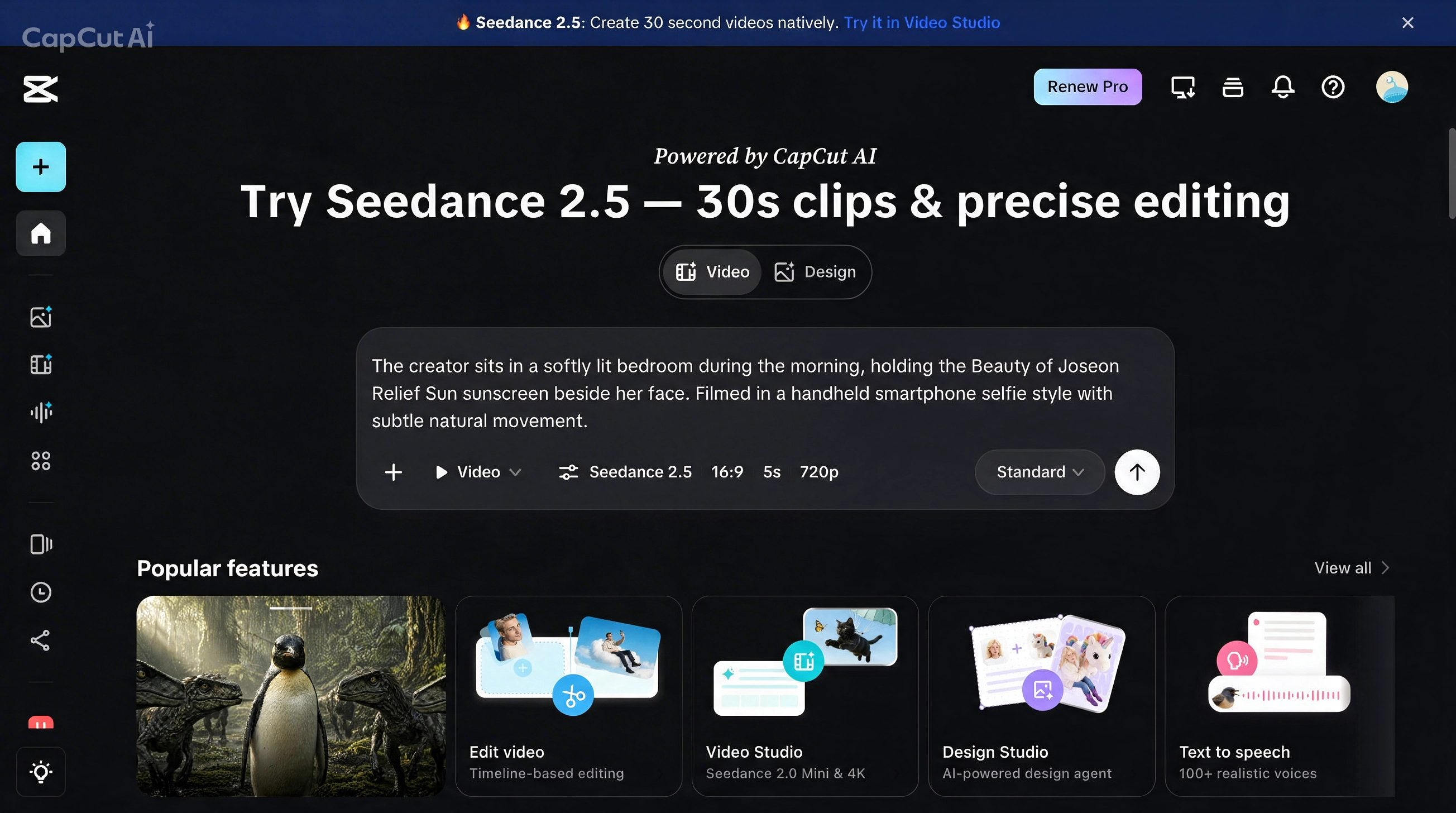 Создание и просмотр кинематографического видео 4K в Seedance 2,5