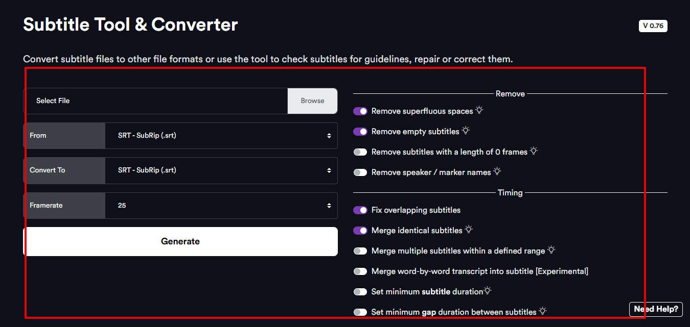 โปรแกรมแปลงซับไตเติล EditingTools.io