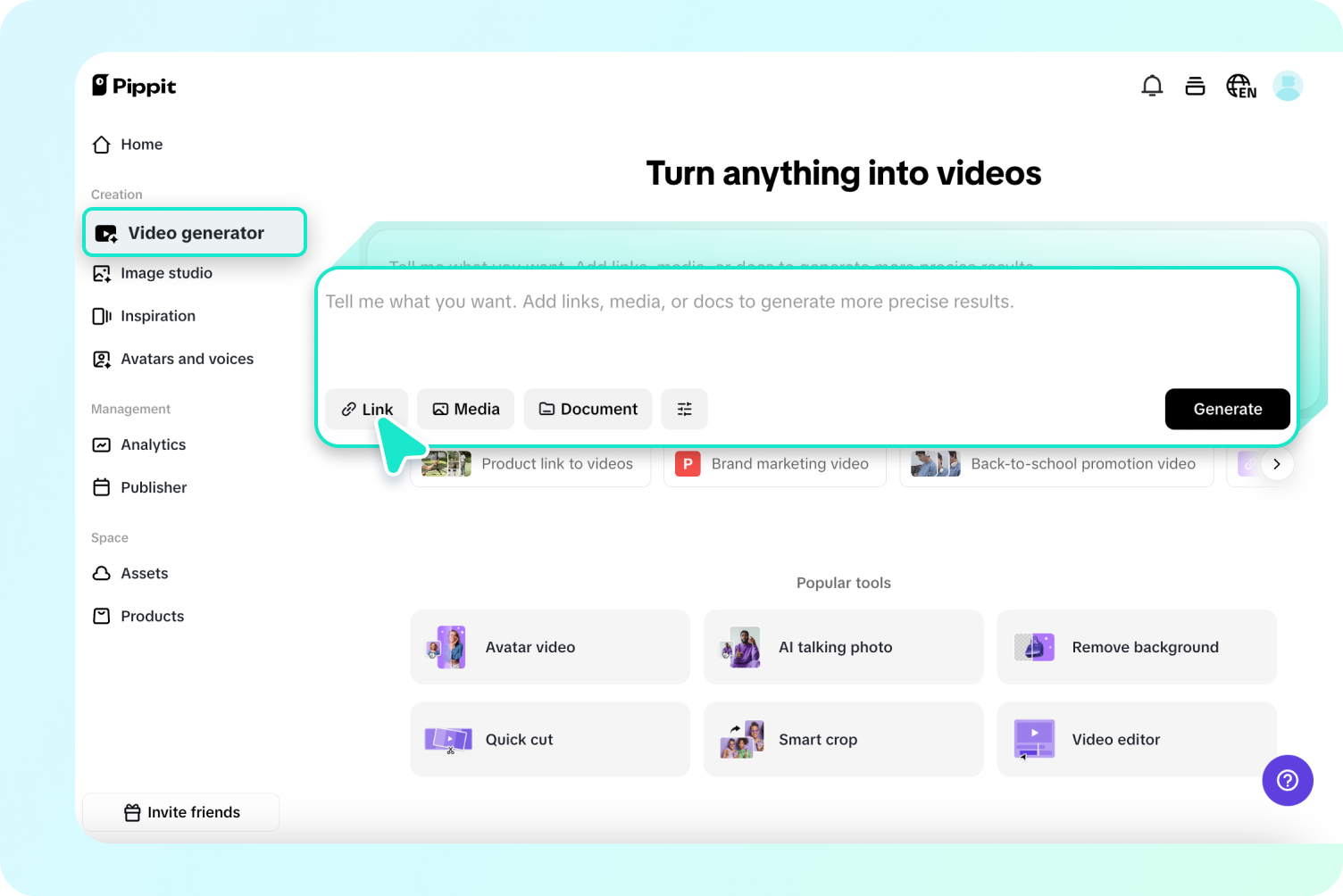 Go to the video generator 