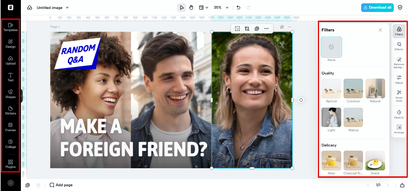 Фоторедактор в Pippit