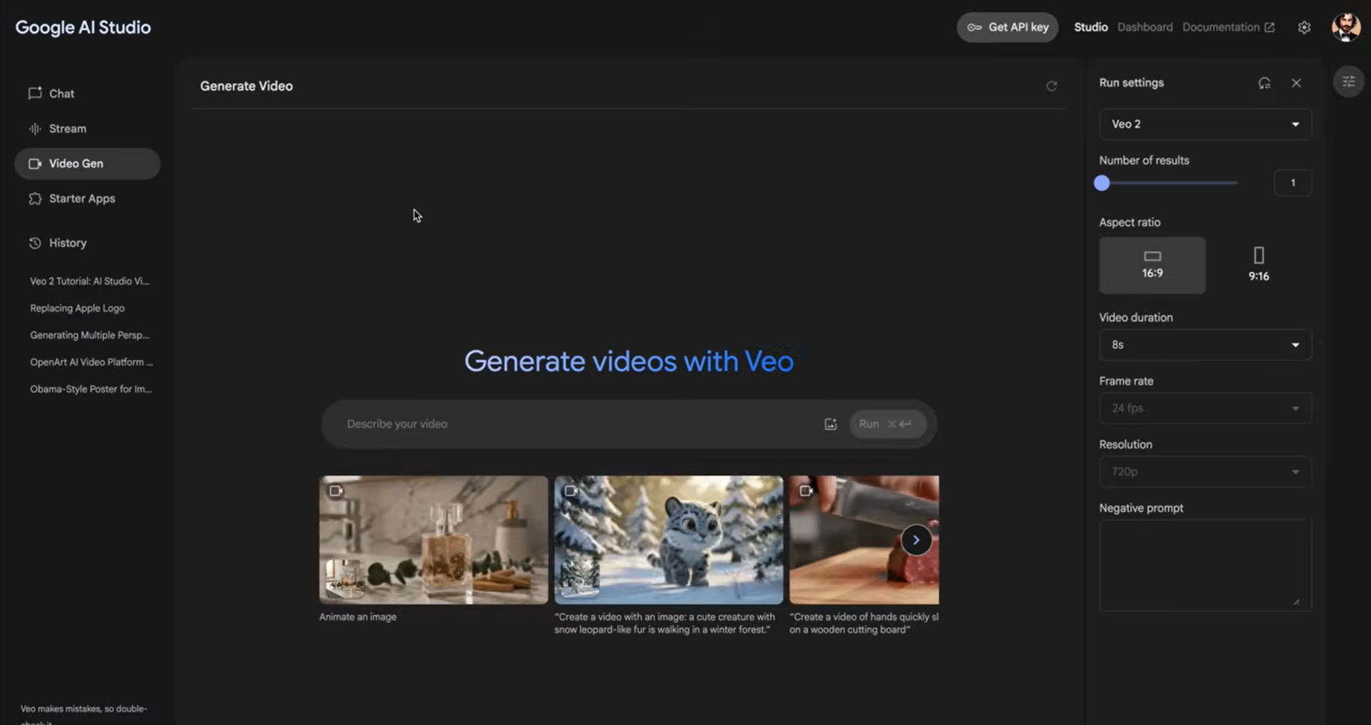 Como inserir um prompt de texto para gerar um vídeo no Gemini Advanced