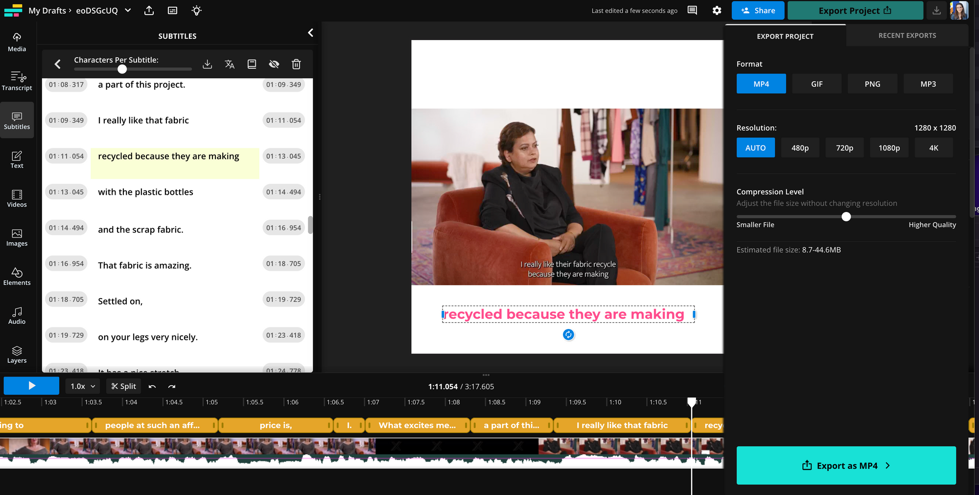 Interface ng Kapwing