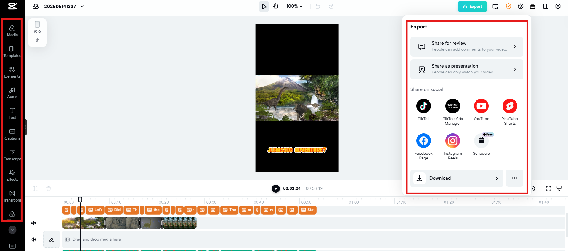 Customize, export and share the video