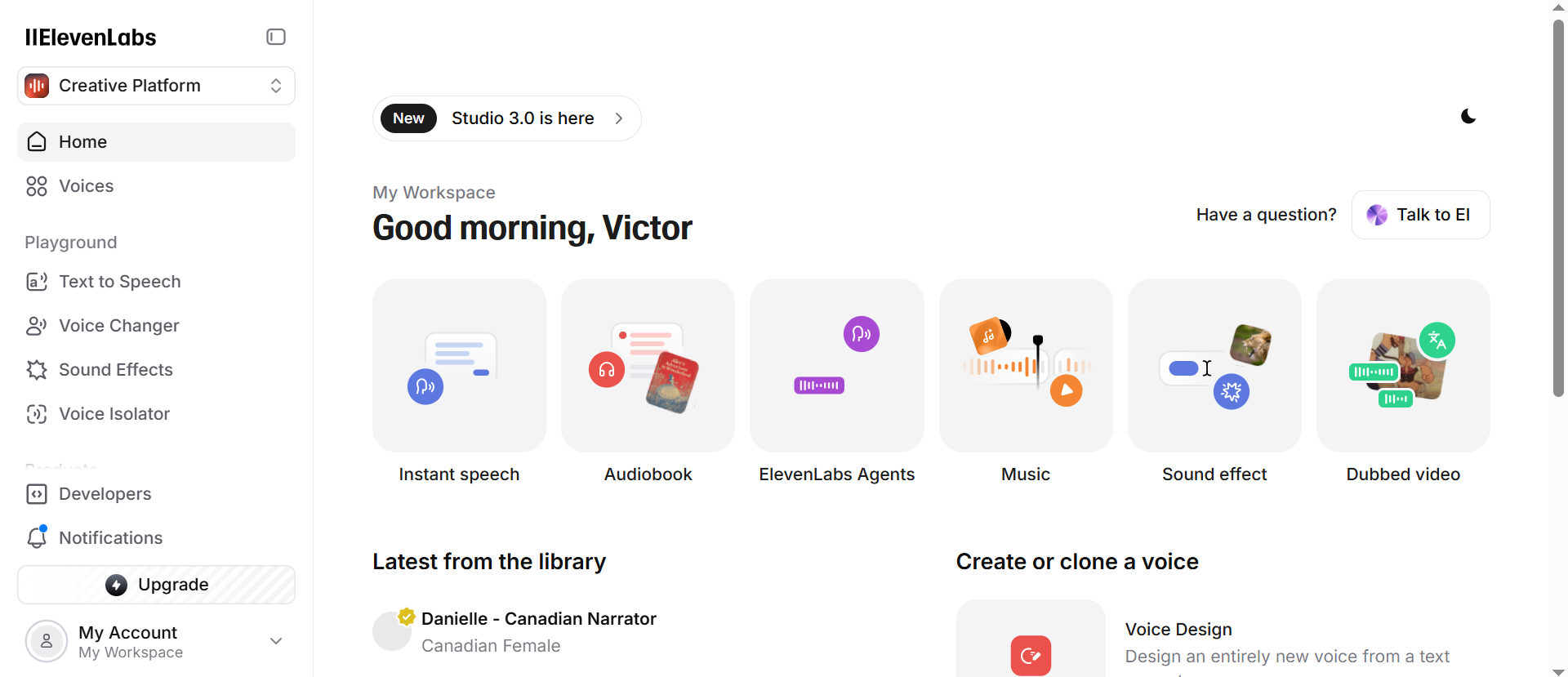 ElevenLabs home page
