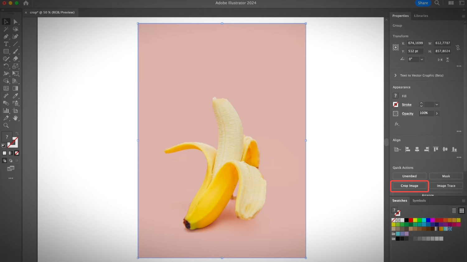 Access the crop image option