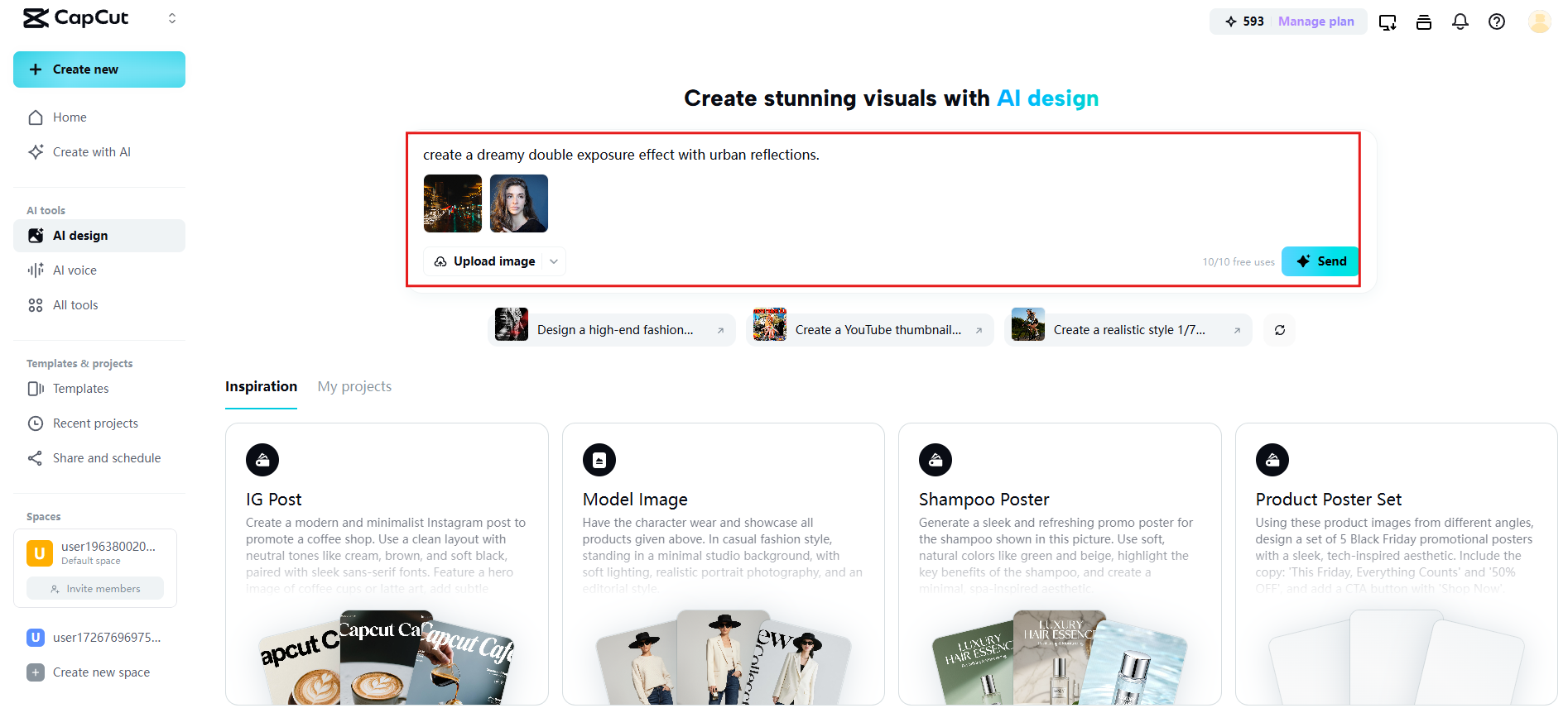 Upload images, prompt and generate
