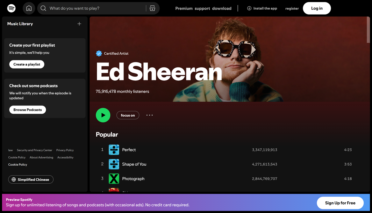 Ed Sheeran: canzone 4B-stream