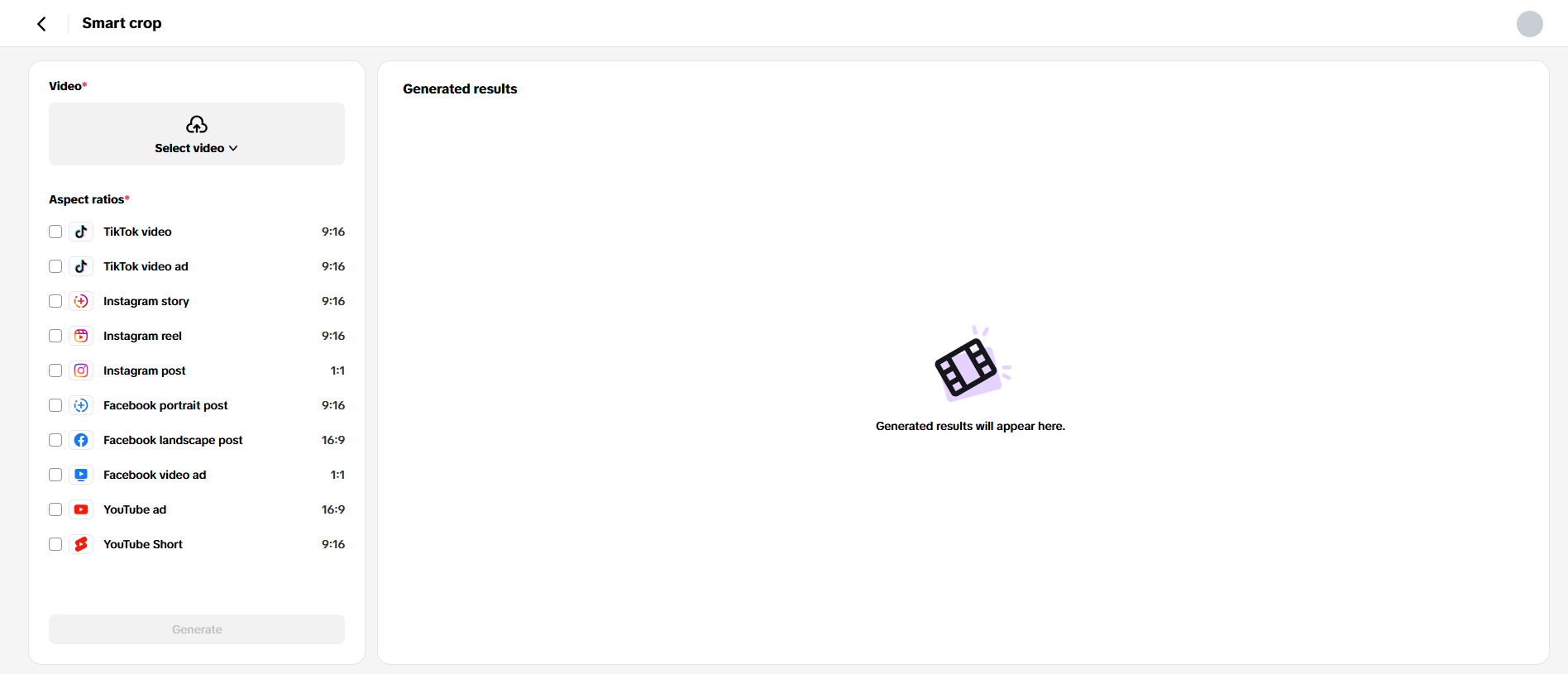 Smart crop for multiple platforms