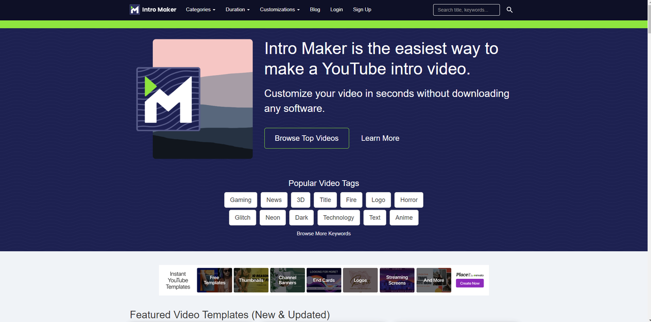 อินเทอร์เฟซของ Intro Maker- ผู้ผลิตอินโทรฟรีที่ไม่มีเครื่องมือลายน้ำ