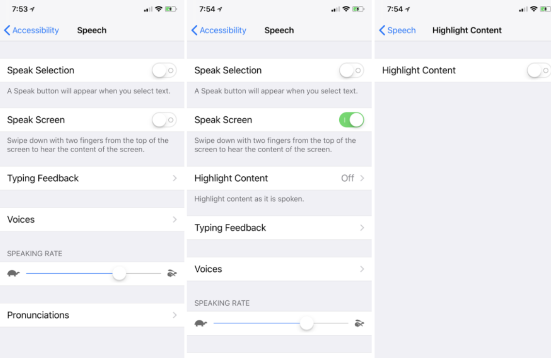 Spokent content mobile's interface