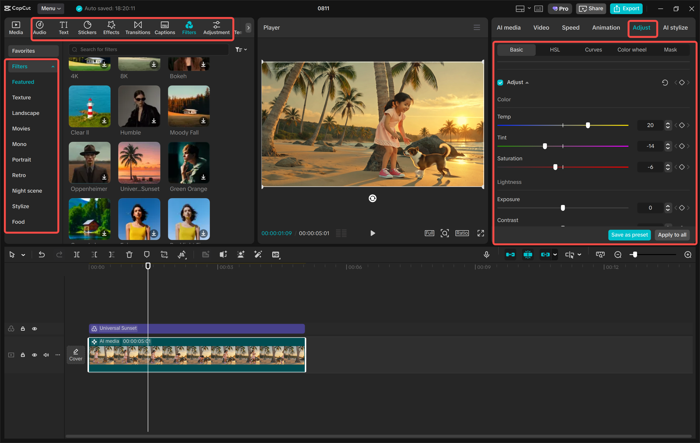 Editing the video in the CapCut desktop video editor