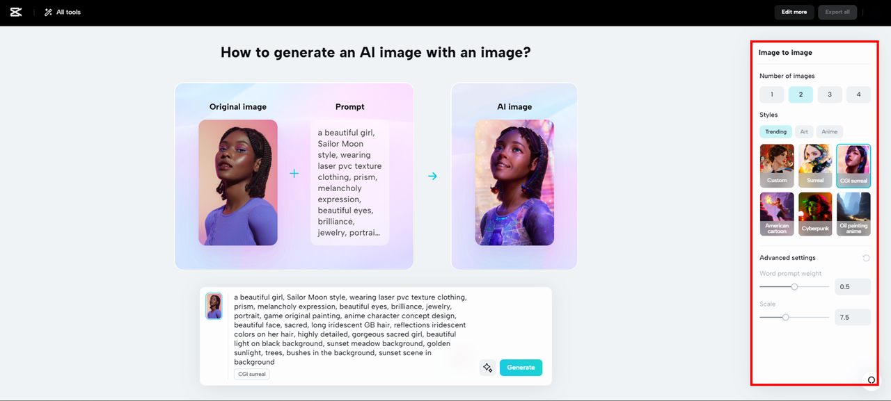 Anpassa AI-genererad bild