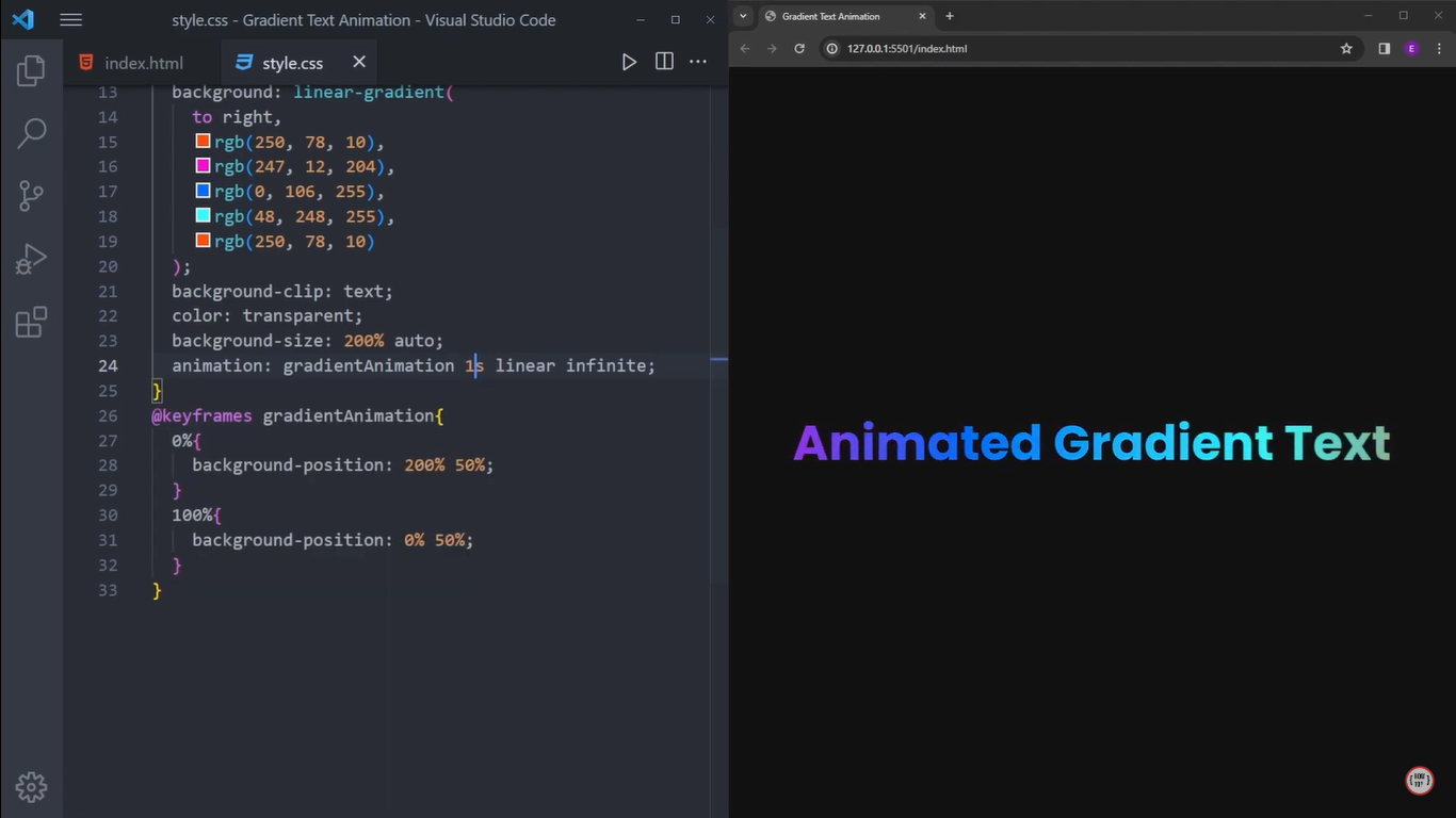 text gradient animation CSS