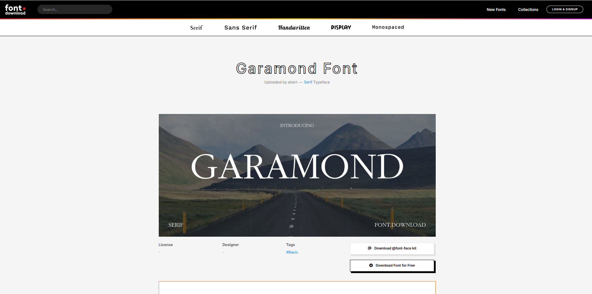 字型下載介面-獲取Garamond字型的可訪問站點