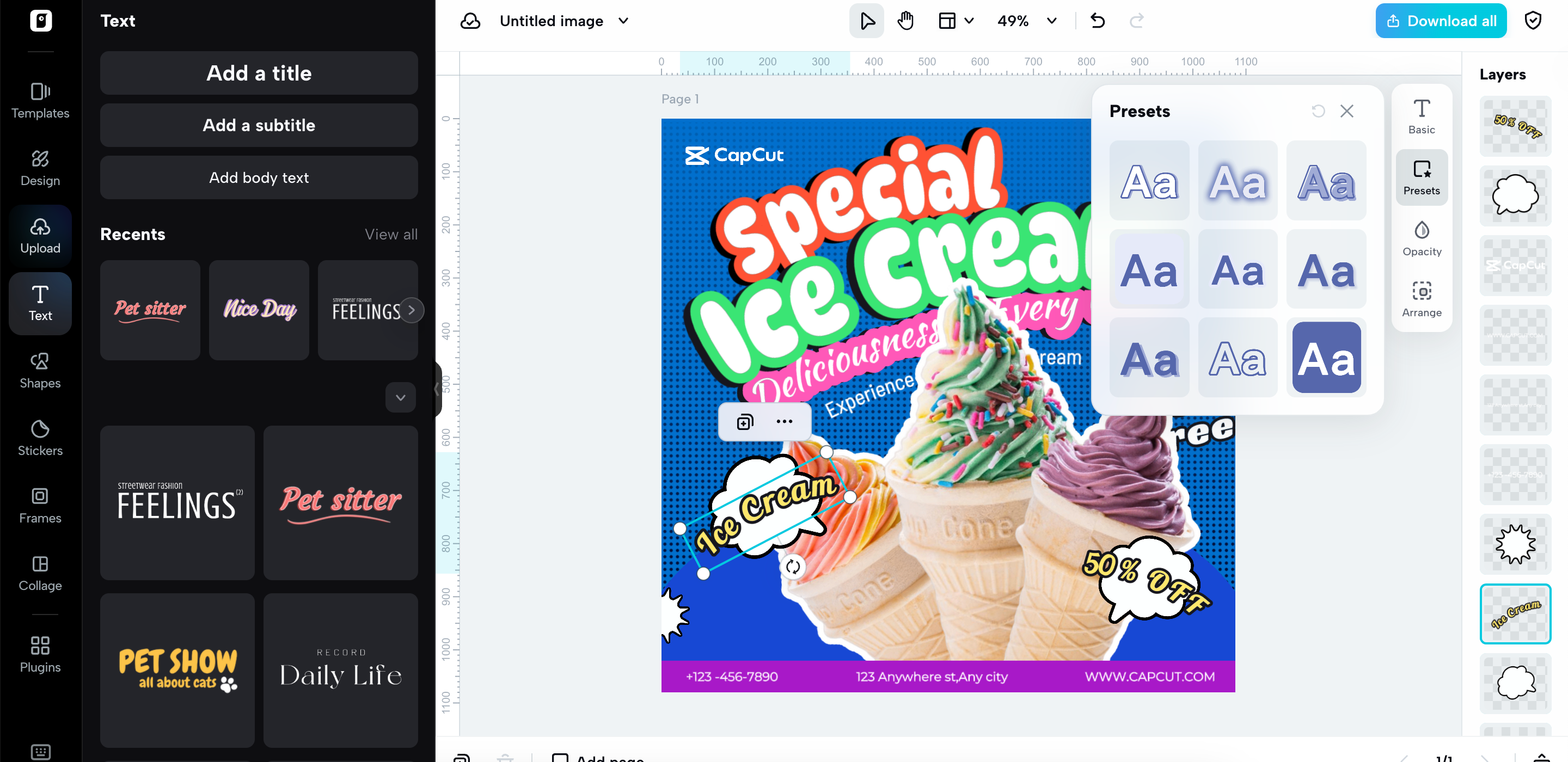 Customizable text styles
