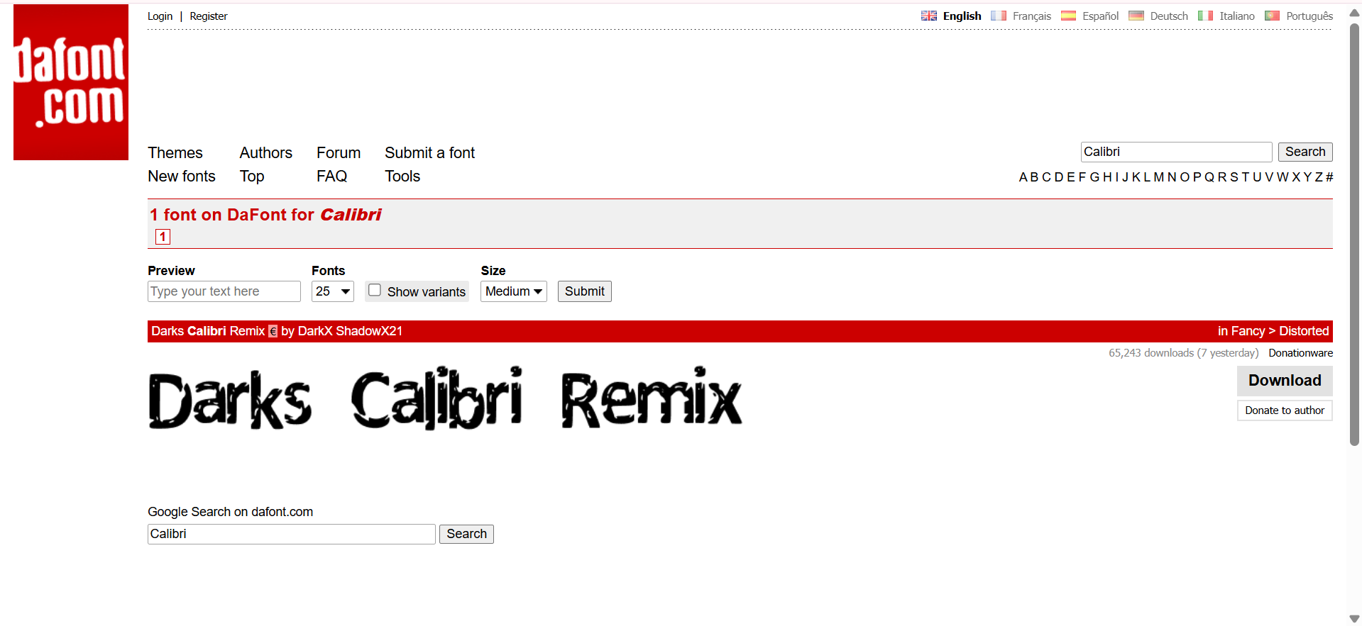 DaFont Free-無料のCalibriフォントを入手するための最高のソースの1つ