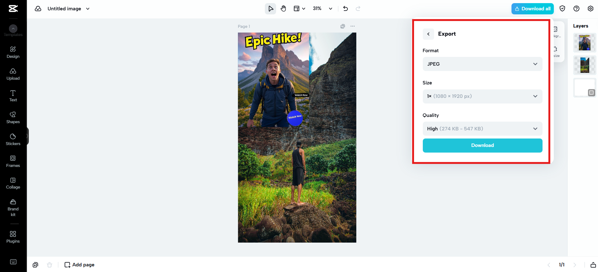 Export and save your thumbnail