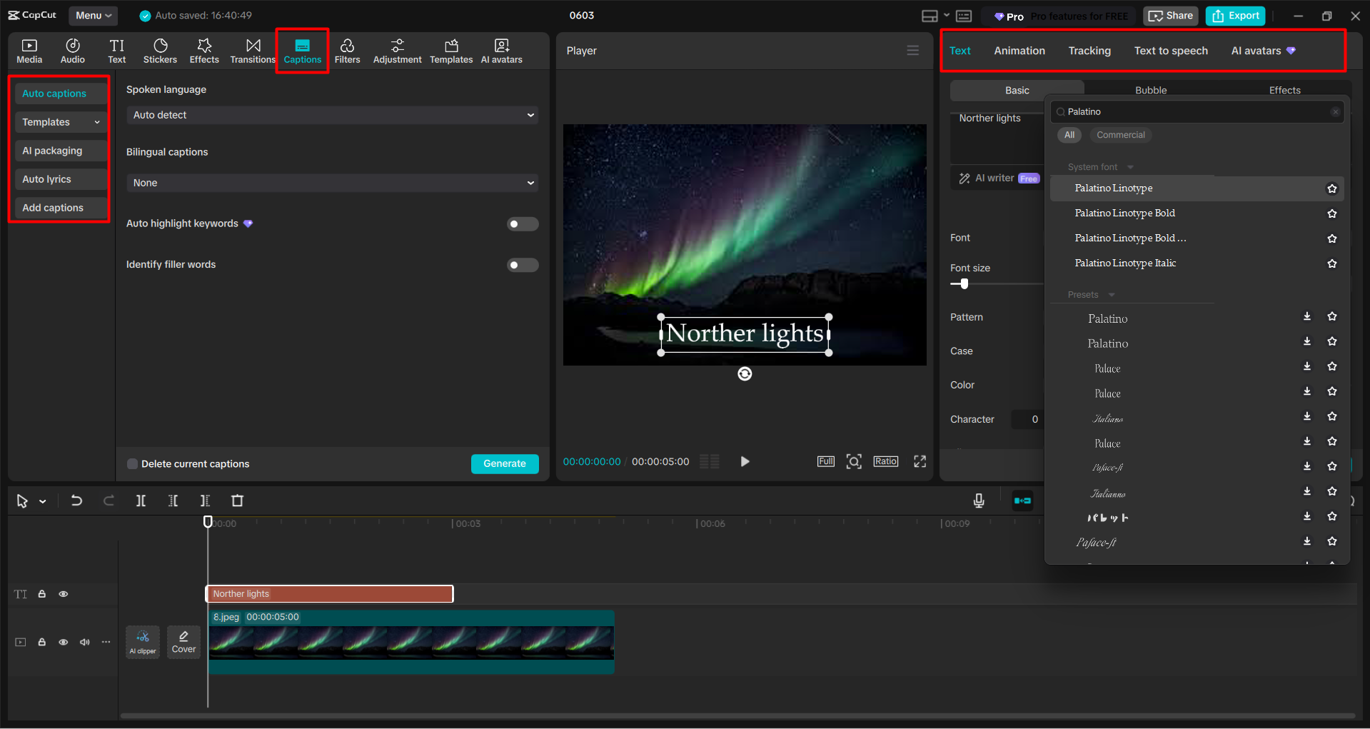 Modifica di uno stile di carattere nei video con l' CapCut editor video desktop