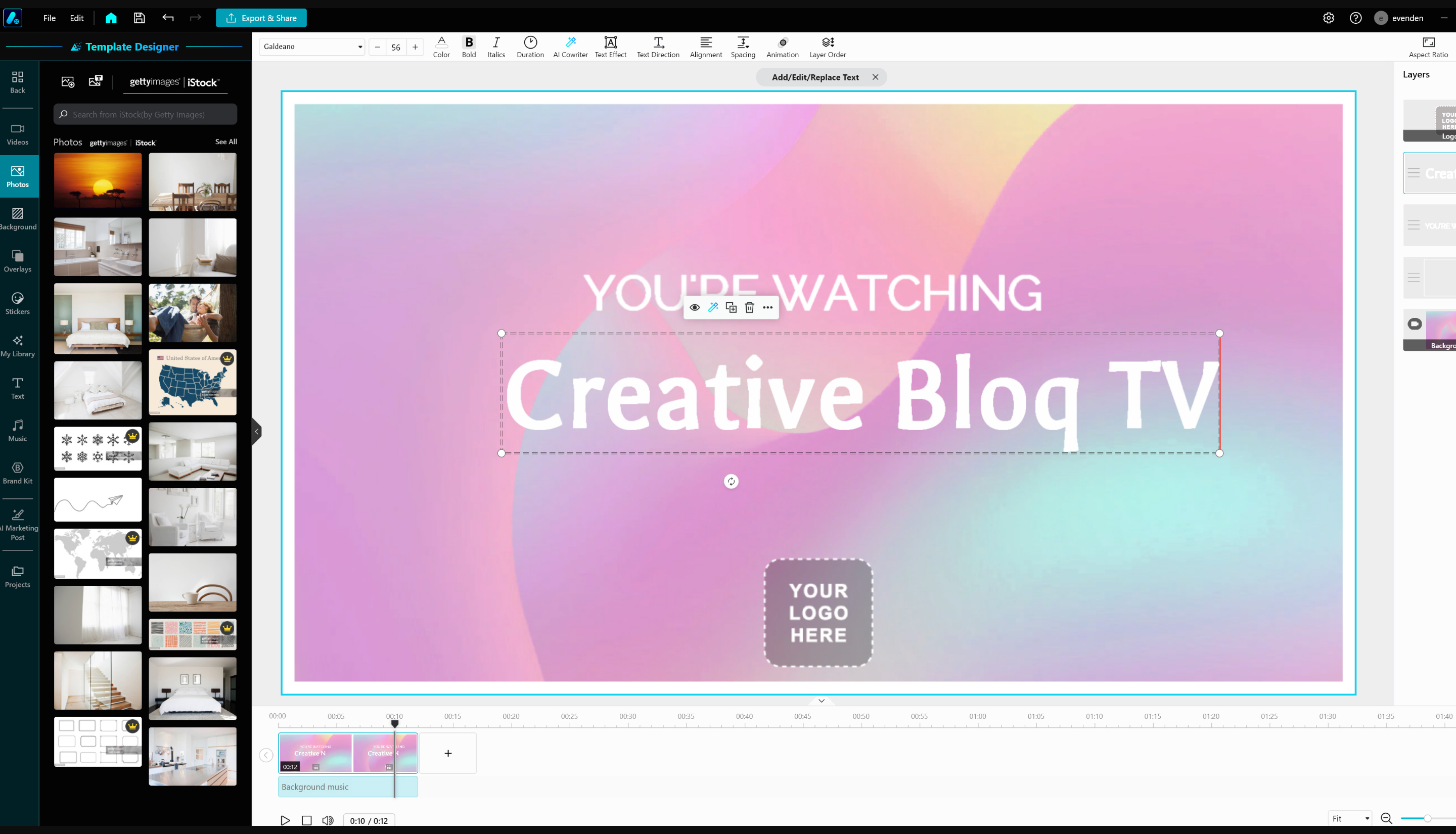 Interface of Promeo - the most liked simple video editor