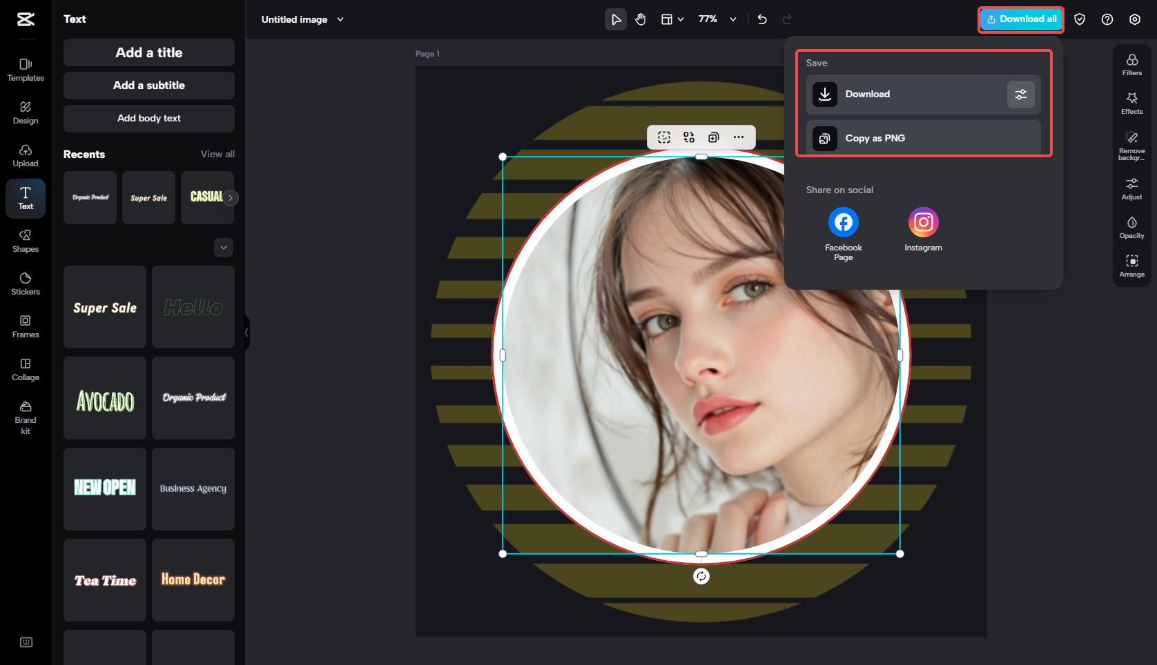 Profil fotoğrafını dışa aktar