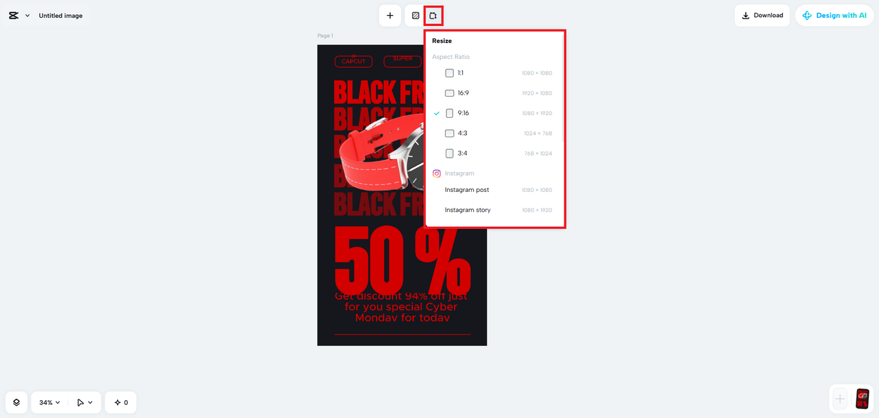 Resize your flyer template
