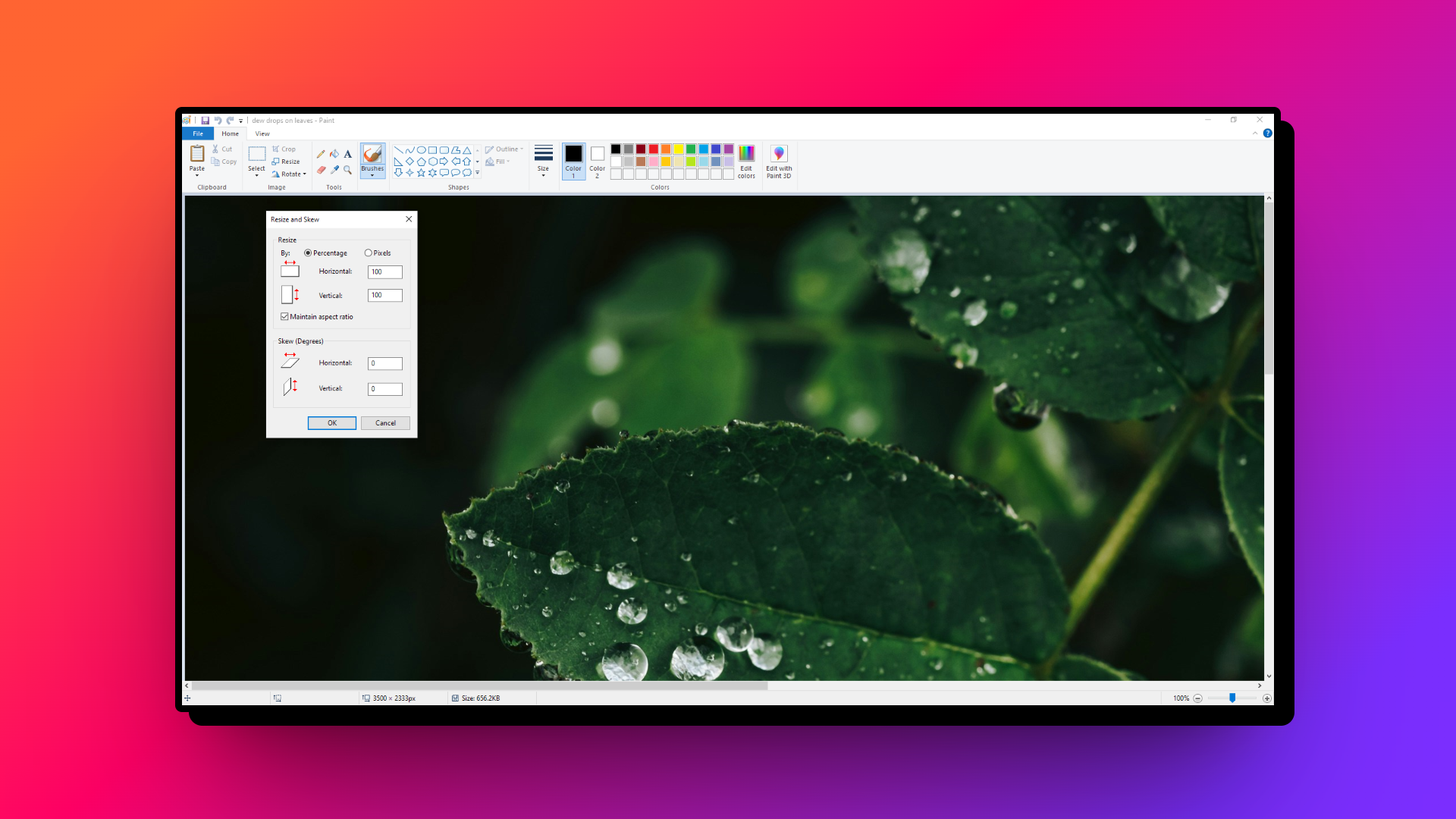 Resize your image either by percentage or by pixels
