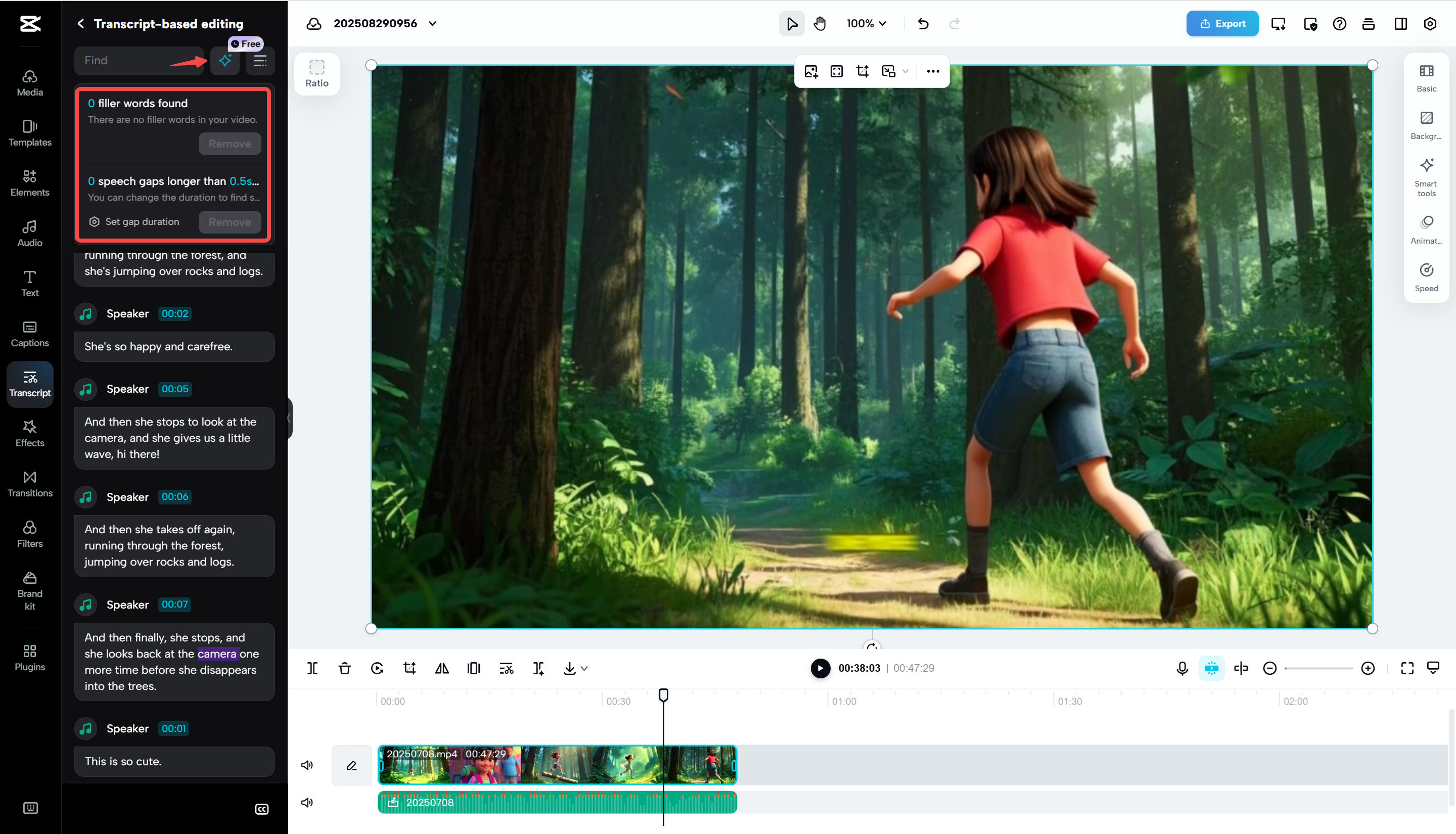 Transcribing your video on the CapCut Web