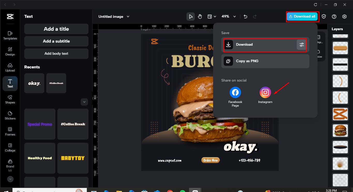 Exporting your Instagram post