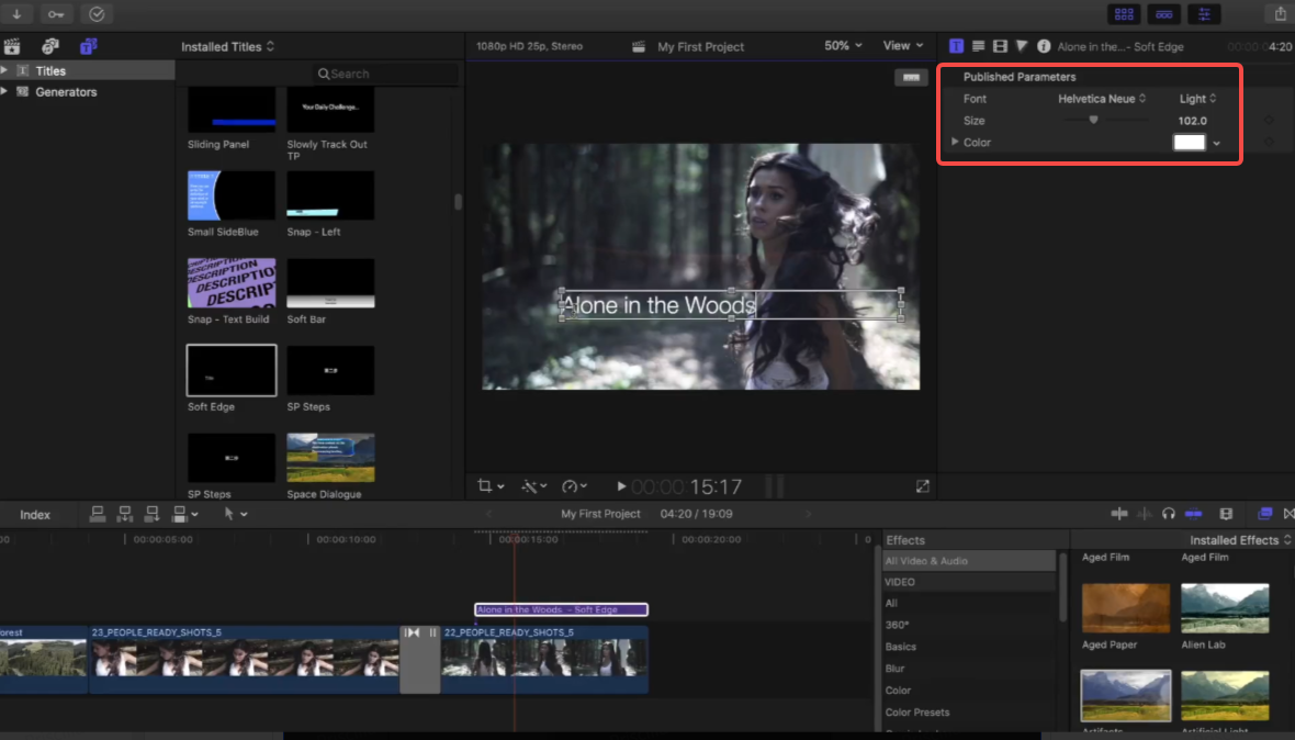 Add titles and text to the video