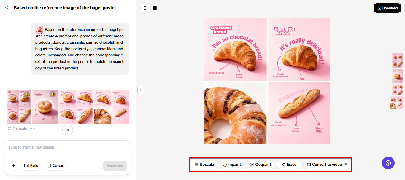 Editing tools in AI design