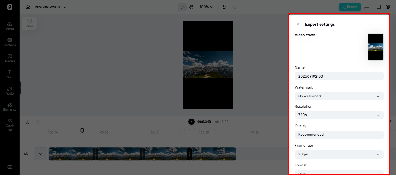 Exportando bucle de video desde Pippit