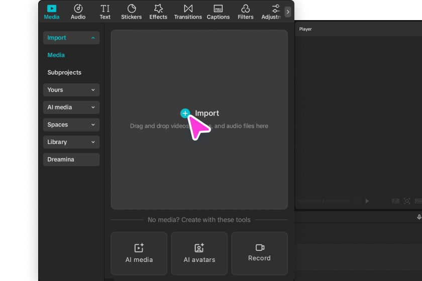  Import media files to the CapCut TikTok video editor