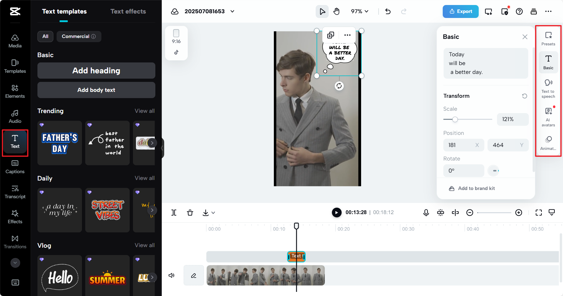 CapCut Webの充実したテキストとステッカーライブラリ