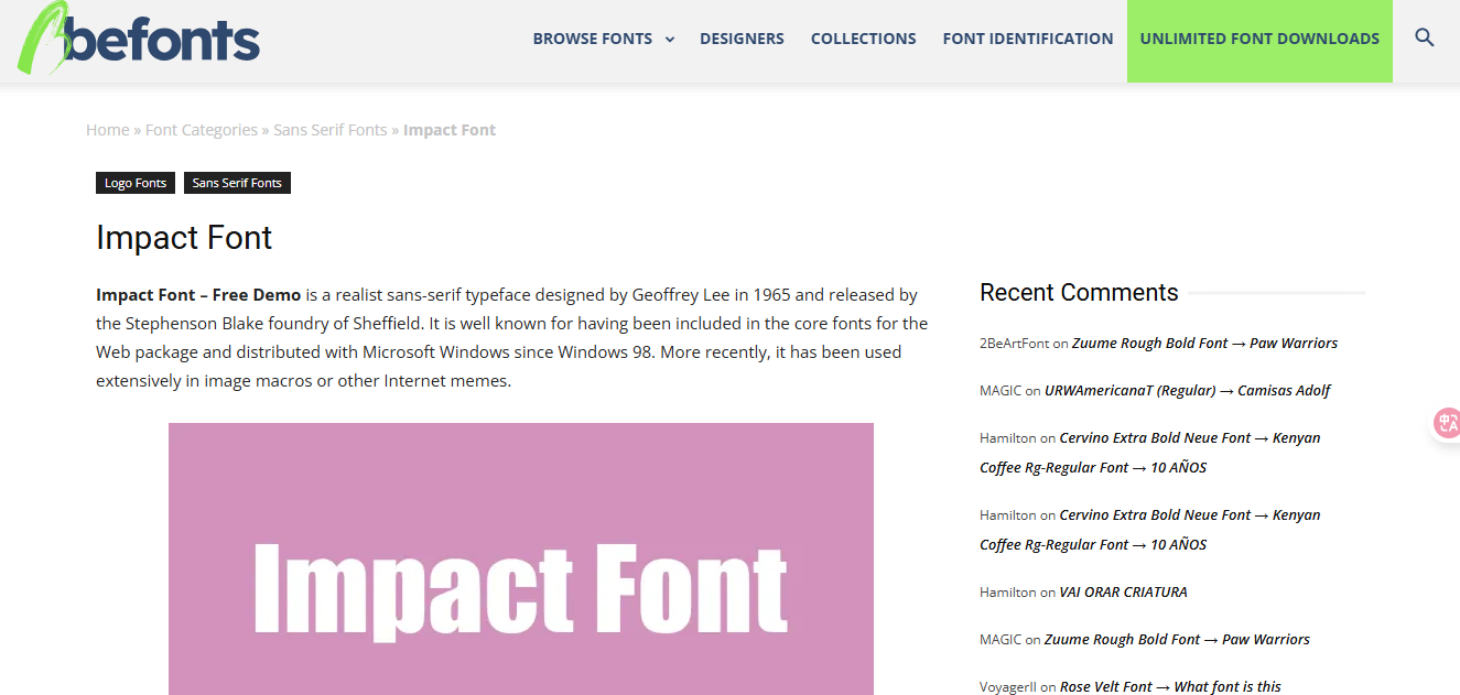 Interface BeFonts